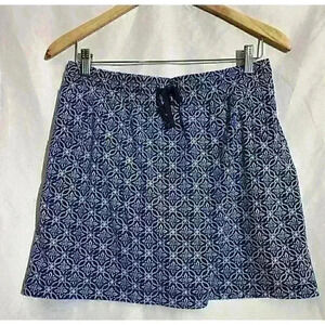 T by Talbots Faux Wrap Skort Size Mp Blue White Medallion Print Pockets